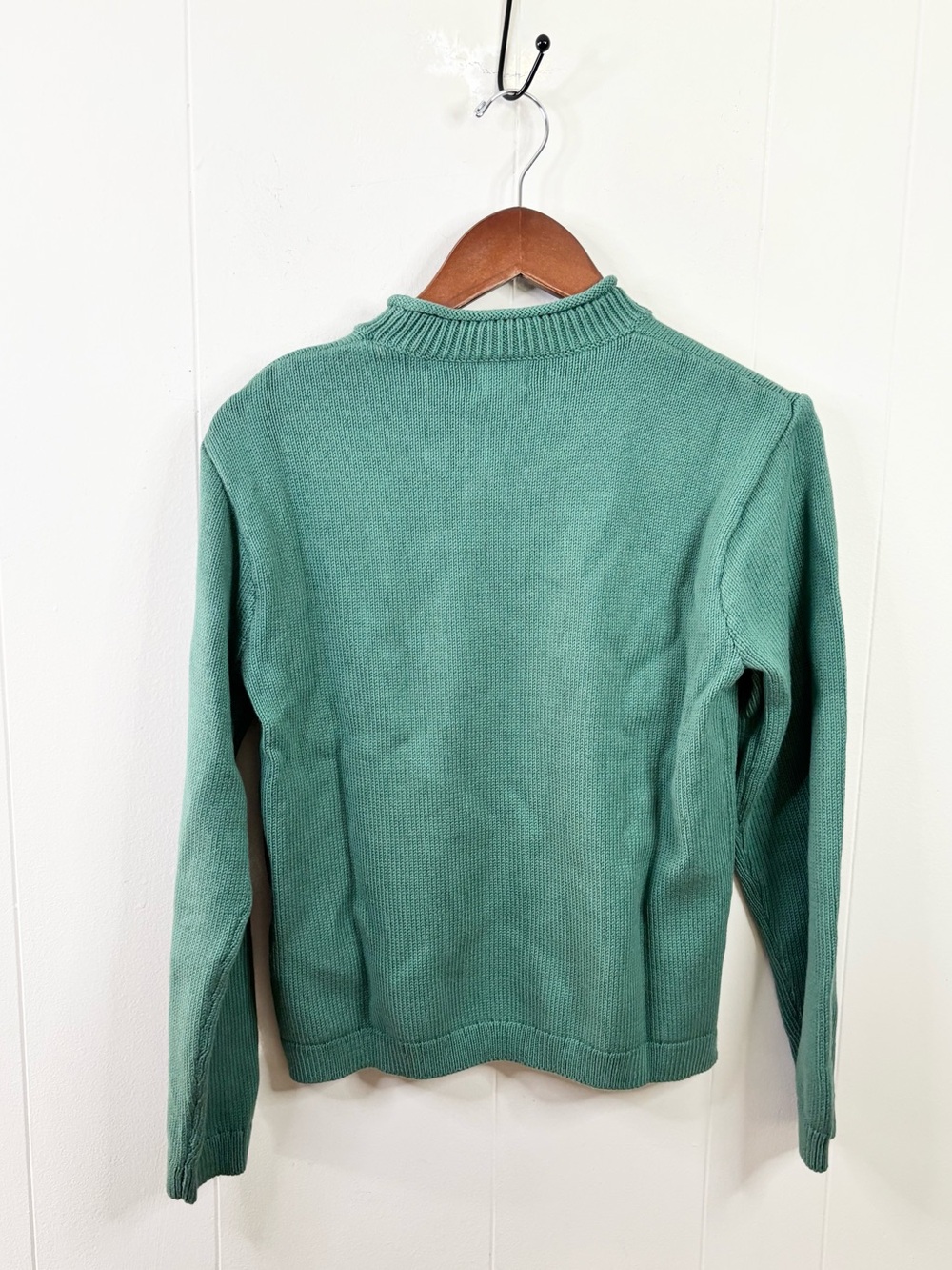 J Crew green classic mockneck knit sweater size SM new cotton blend - Picture 6 of 6